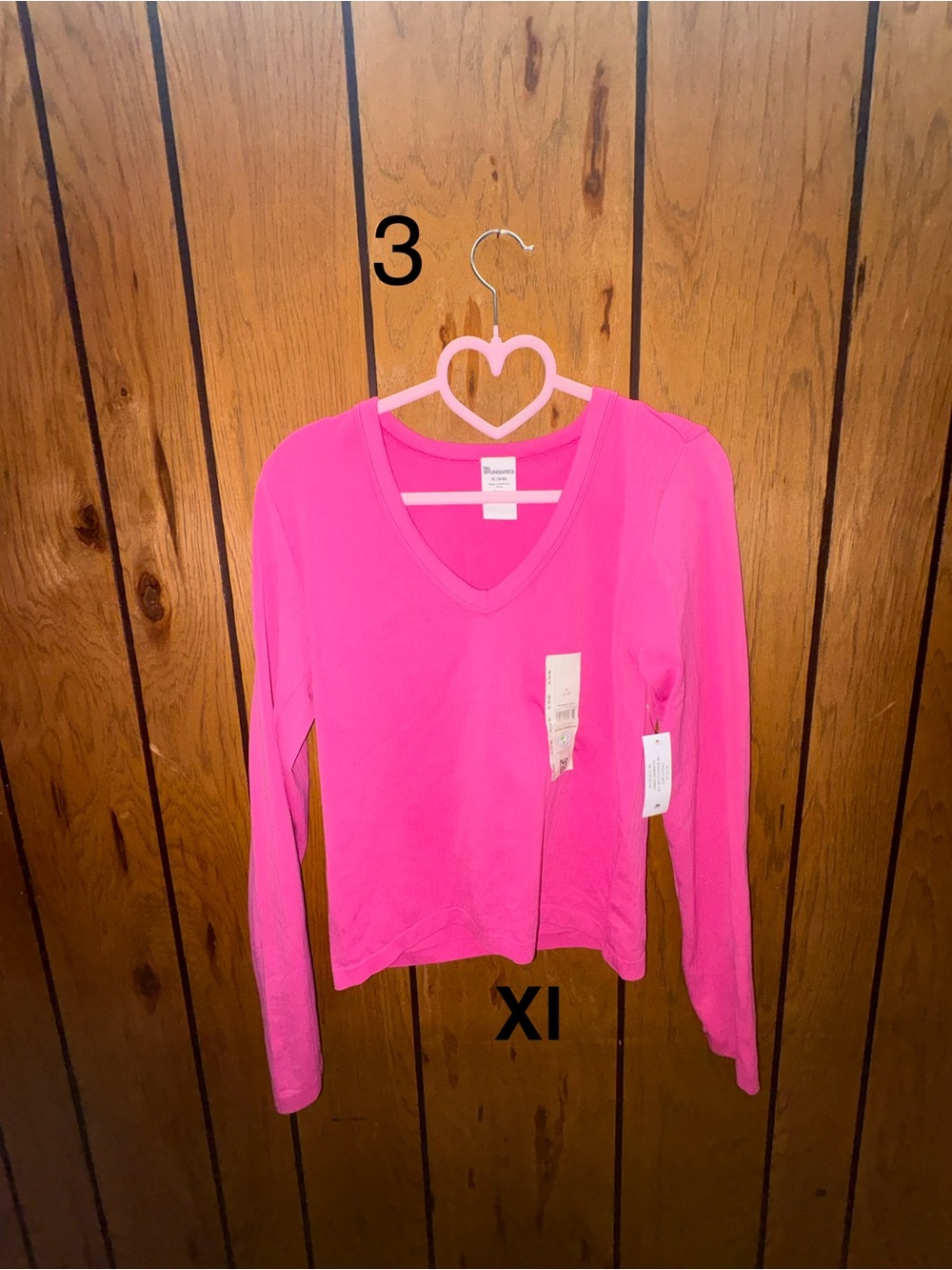 NOBO Bright Pink V-Neck Long Sleeve Tee